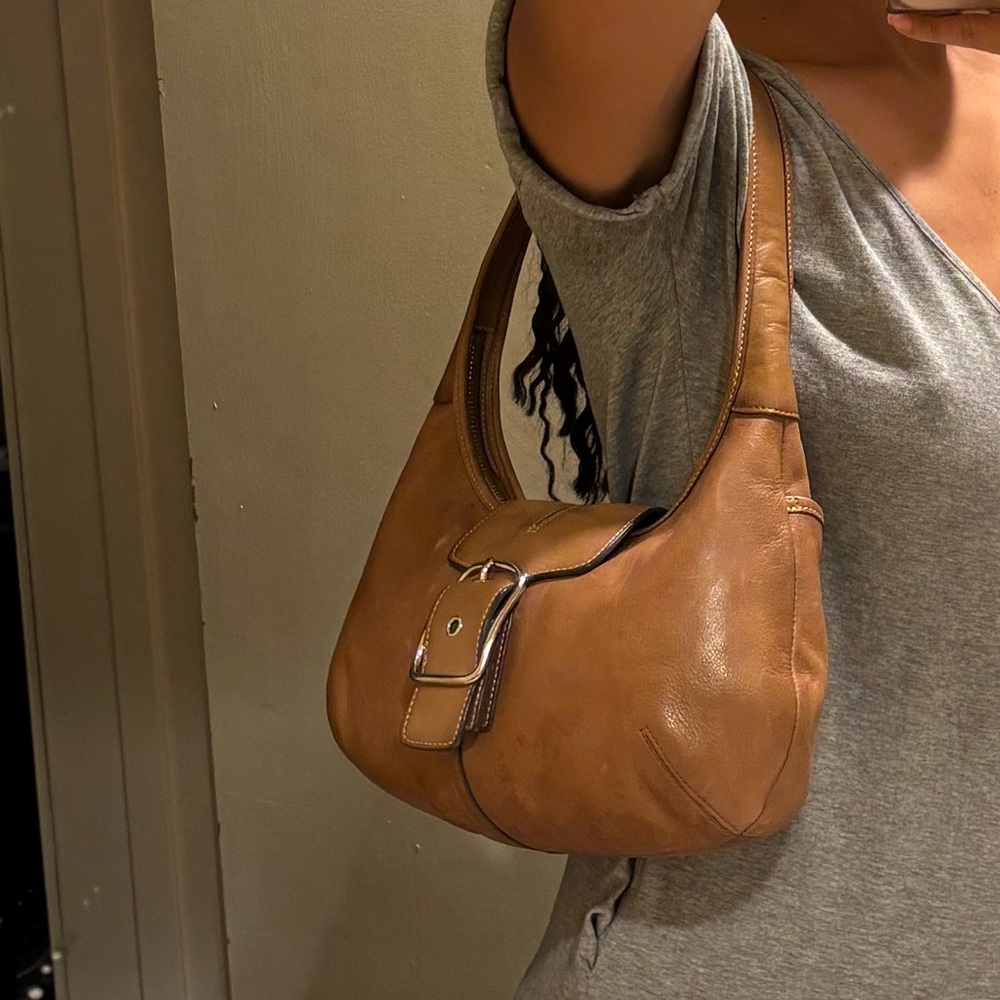 Vintage leather coach shoulder bag